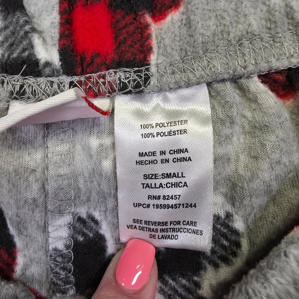 Disney Pajama Pants Womens S Gray Plaid Holiday Fleece Lined Mickey Mouse Lounge - Picture 9 of 11